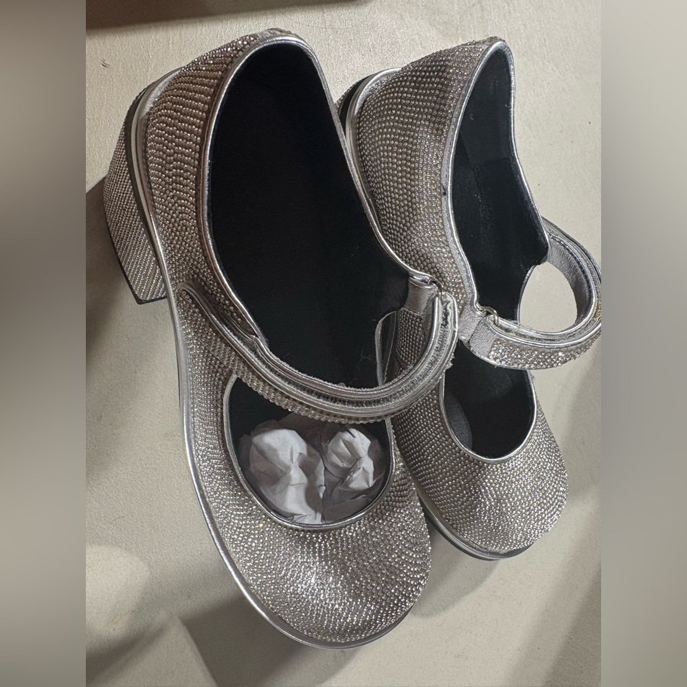 Dolls Kill Silver Glitter Mary Jane Block Heel Pumps - Picture 3 of 4